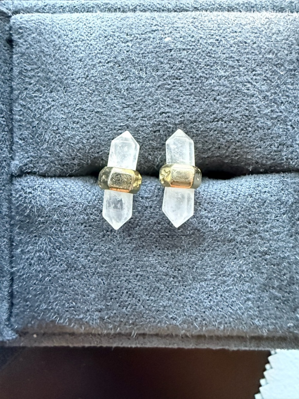Kendra Scott Gold Crystal Double-Pointed Stud Earrings - Clear Quartz
